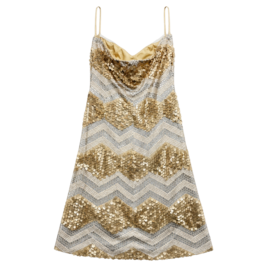 Express Gold and Silver Sequin Chevron Mini Dress 1