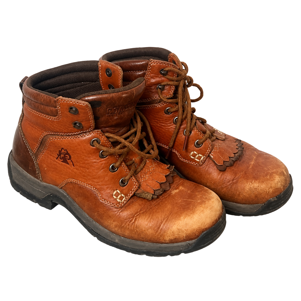 Rocky Brown Leather Lace Up Work Boots With Kiltie Size 7.5 MW 1