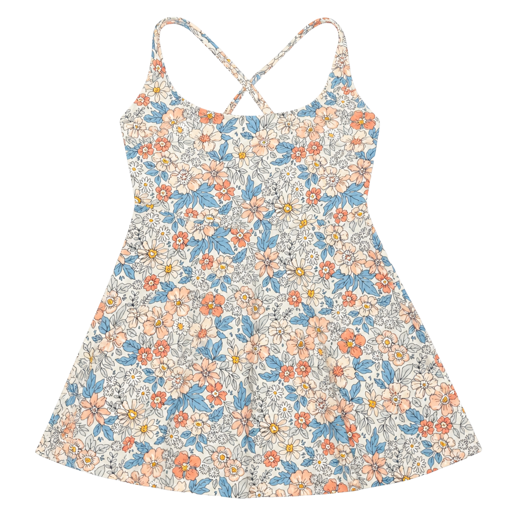 B2PRITY Women's Floral Print One Piece Swimdress with Built-In Shorts Size XL 1