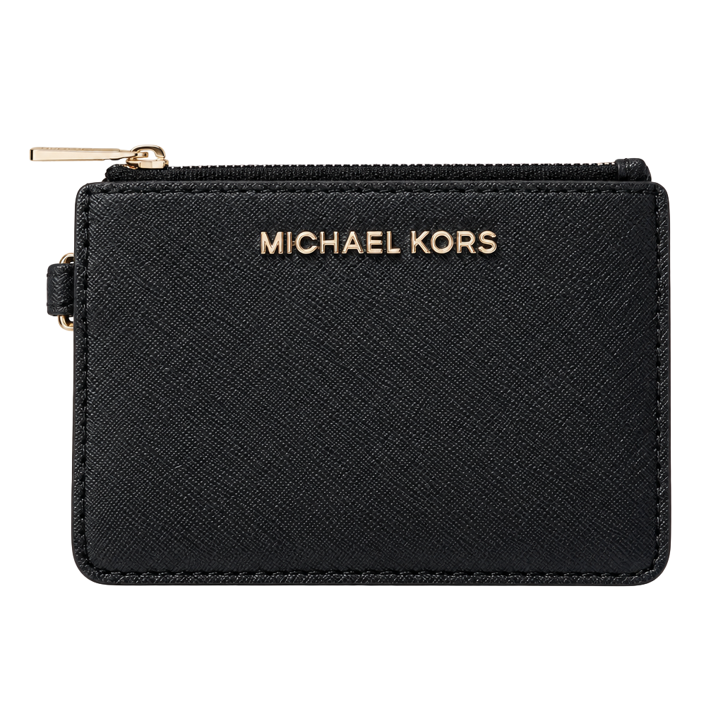 Michael Kors Jet Set Travel Saffiano Leather Coin Pouch Wallet Black 1