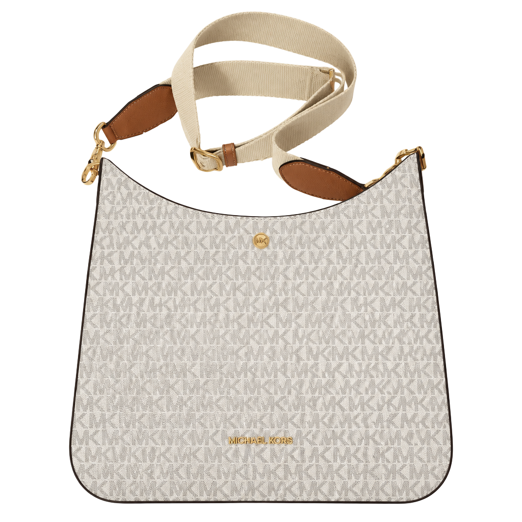 Michael Kors Briley LG Messenger Bag Vanilla Signature Logo 1