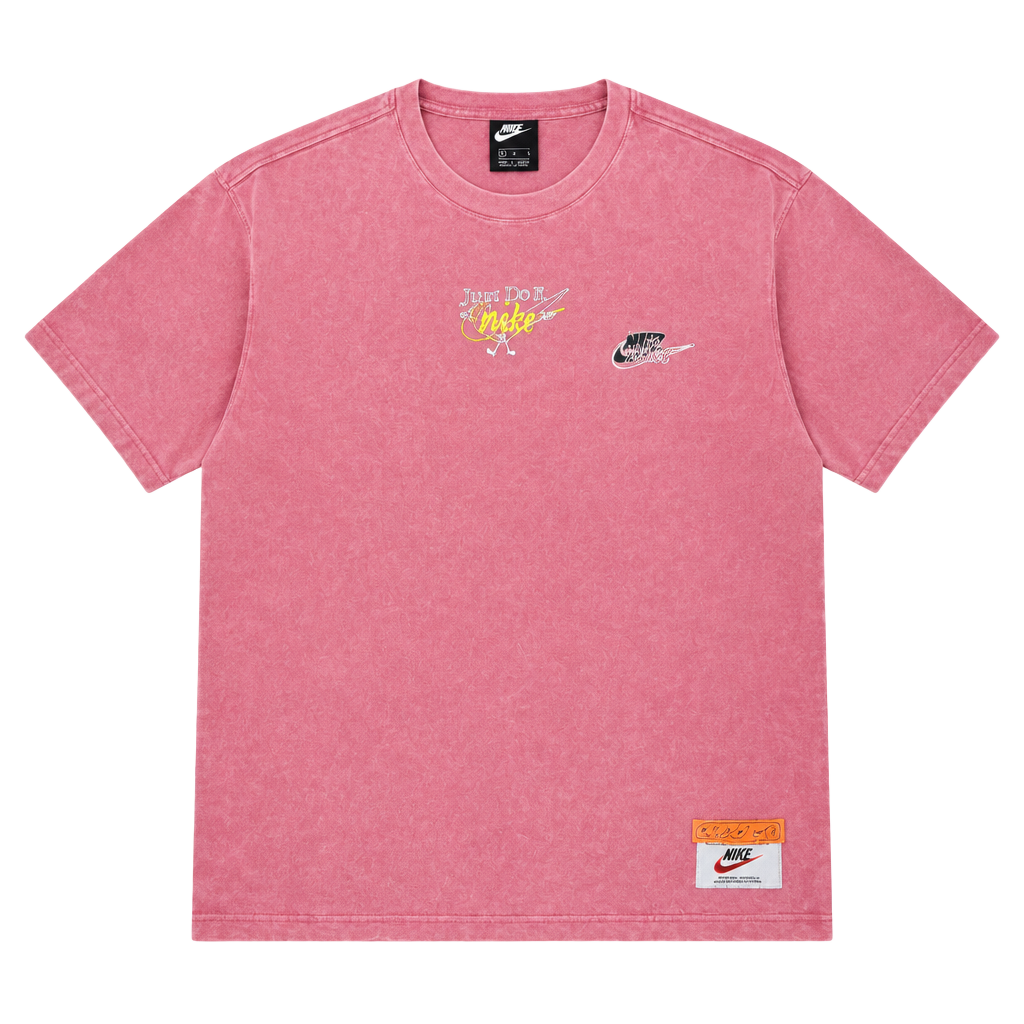 Nike Nsw Washed Drip T-Shirt Size M Pink Graphic 1