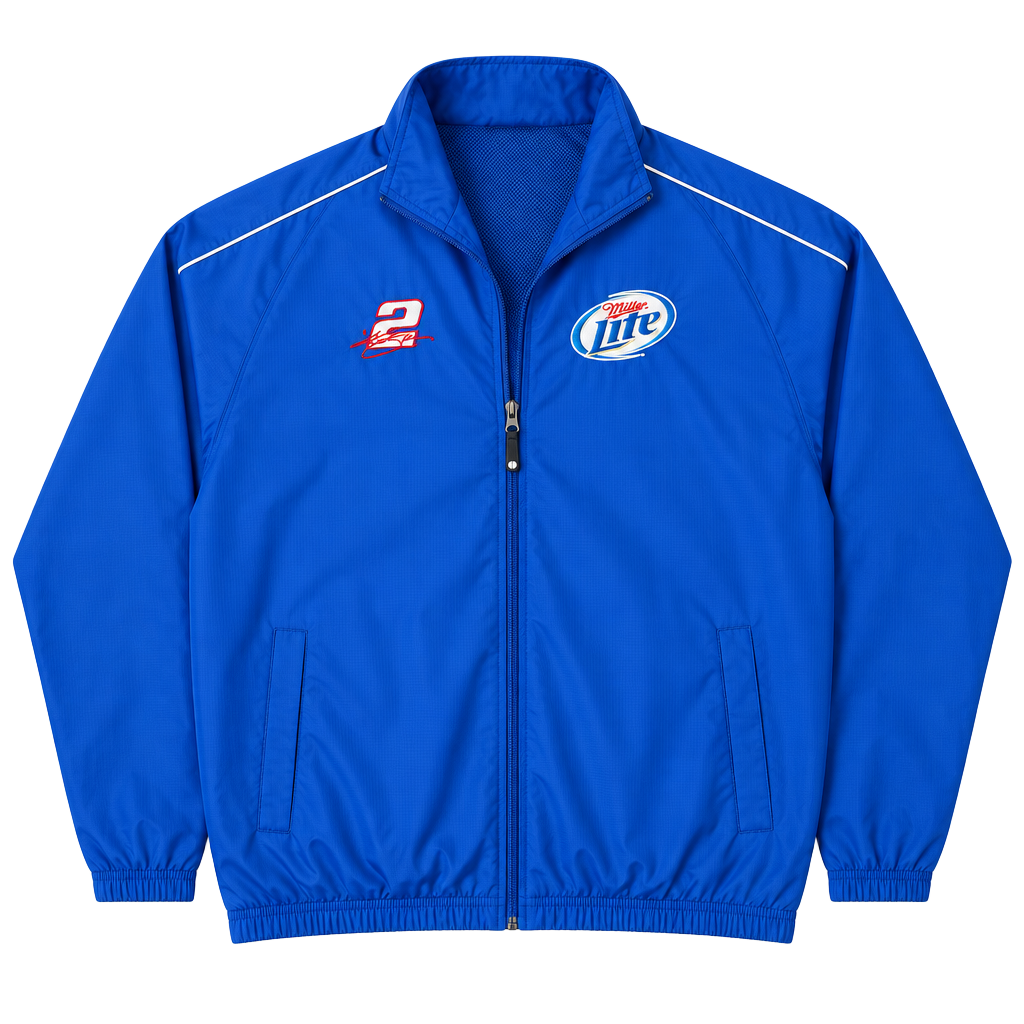 Holloway Miller Lite NASCAR Racing Windbreaker Jacket Size M Blue 1