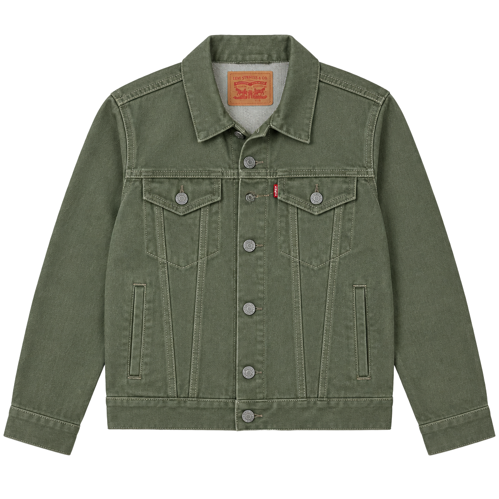 Levi's Trucker Jacket Size M Olive Green Denim 1