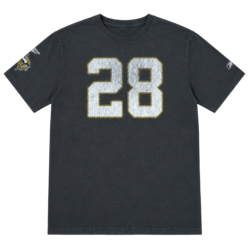 Reebok Minnesota Vikings Adrian Peterson 28 T-Shirt Size M Gray Cotton 1