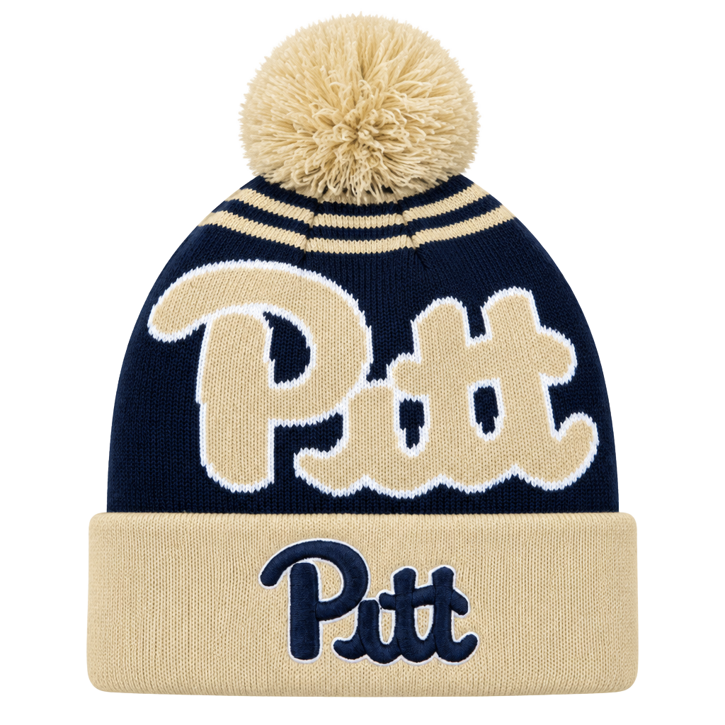 New Era Pittsburgh Panthers Beanie Pom Winter Hat Blue Gold 1