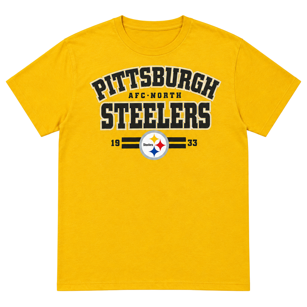 NFL Team Apparel Pittsburgh Steelers T-Shirt XL Yellow Cotton NFL Football 1