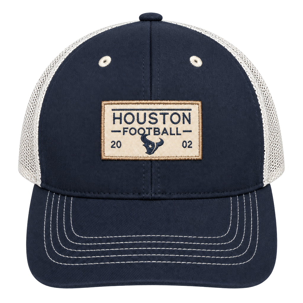 NFL Houston Texans Trucker Hat One Size Navy Beige Patch Adjustable 1