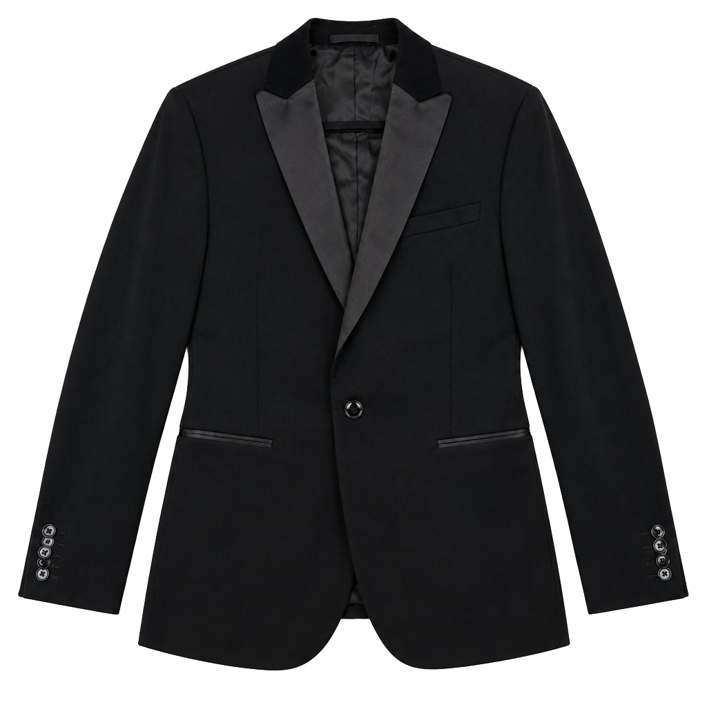 Express Mens Black Velvet Tuxedo Blazer Satin Peak Lapel Formal Jacket 1