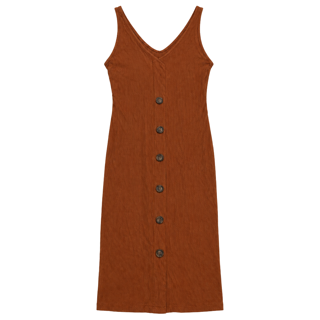 Day to Day Blu Pepper Dress M Rust Ribbed Button Front Midi NWT 1