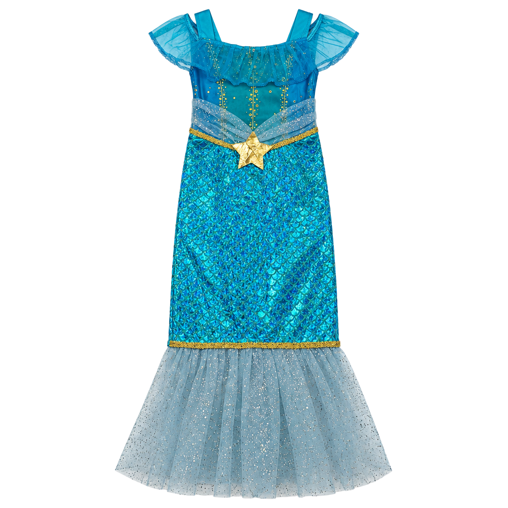 Target Hyde & Eek Mermaid Costume Girls S Blue Gold Glitter Halloween Dress 1