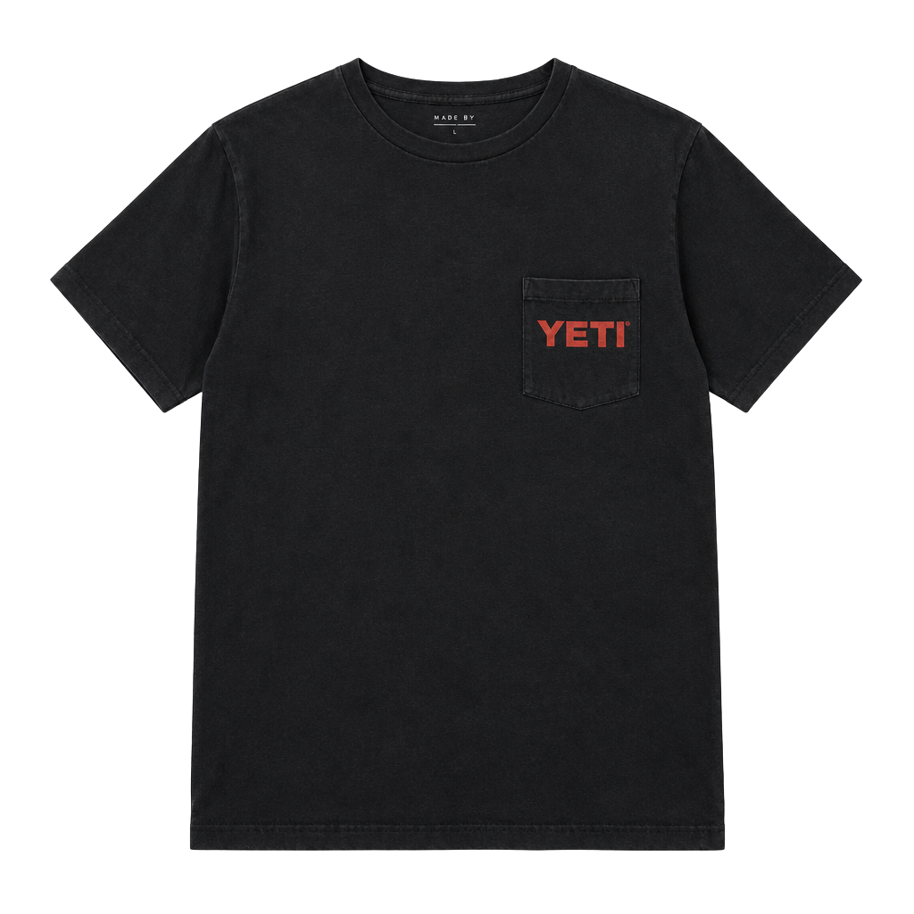 YETI Born In ATX Pocket T-Shirt Medium Black Graphic Tee 1