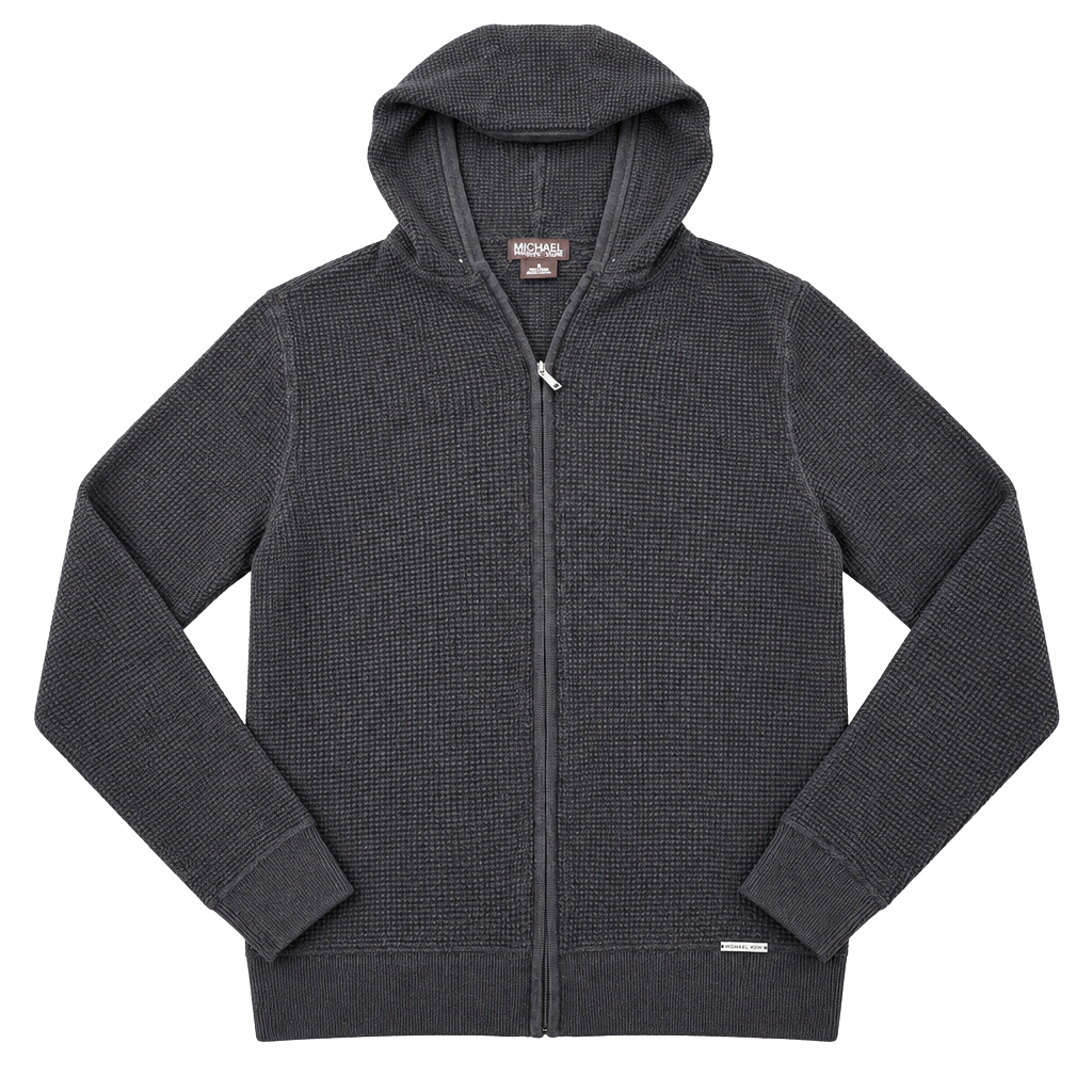 Michael Michael Kors Waffle Knit Zip Hoodie Size S Charcoal Grey 1