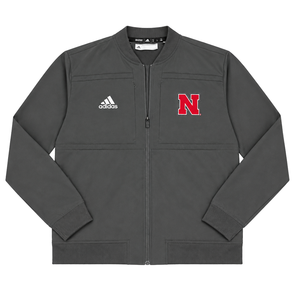 Adidas Nebraska Huskers Bomber Jacket Size XL Grey Full Zip 1