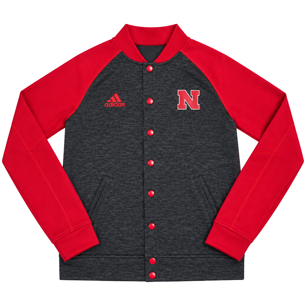 Adidas Nebraska Cornhuskers Varsity Jacket Size S Gray Red Climawarm 1