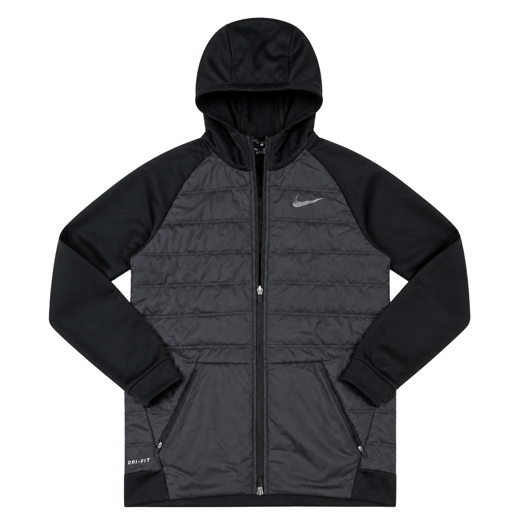 Nike Therma Training Jacket Size S Black Quilted Full Zip Hoodie 1