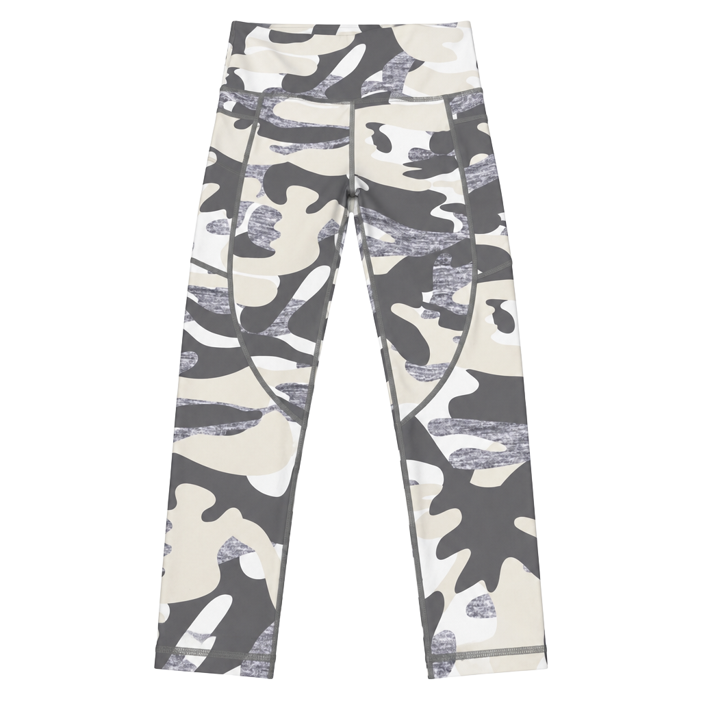 Zyia Active Camo Light n Tight Capri Size 6-8 Gray White Pocket Leggings 1