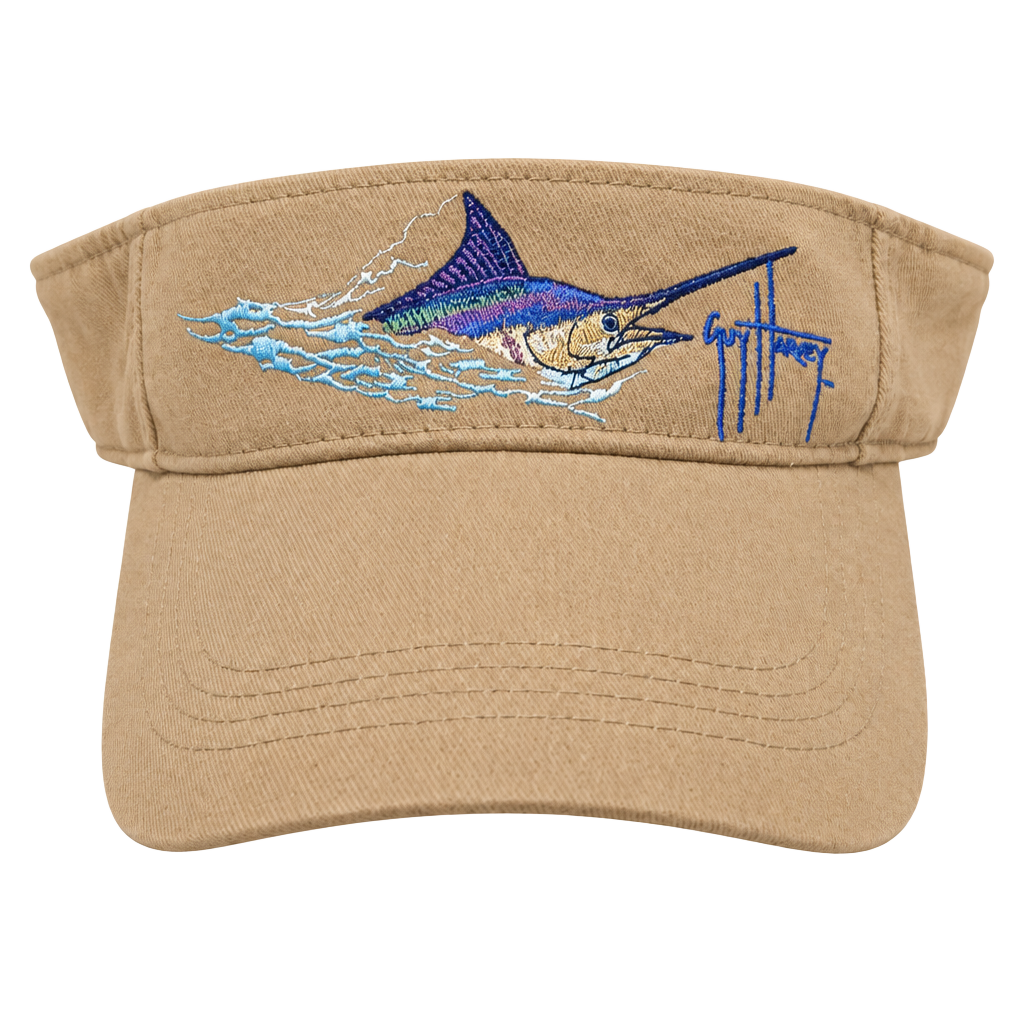 Guy Harvey Marlin Fish Visor One Size Fits All Khaki Cotton 1