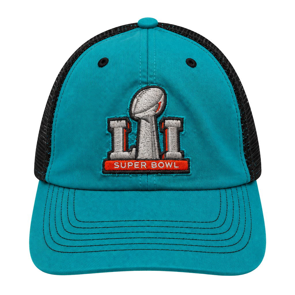 47 Brand Super Bowl LII HTX Trucker Hat OSFA Blue Black Mesh 1