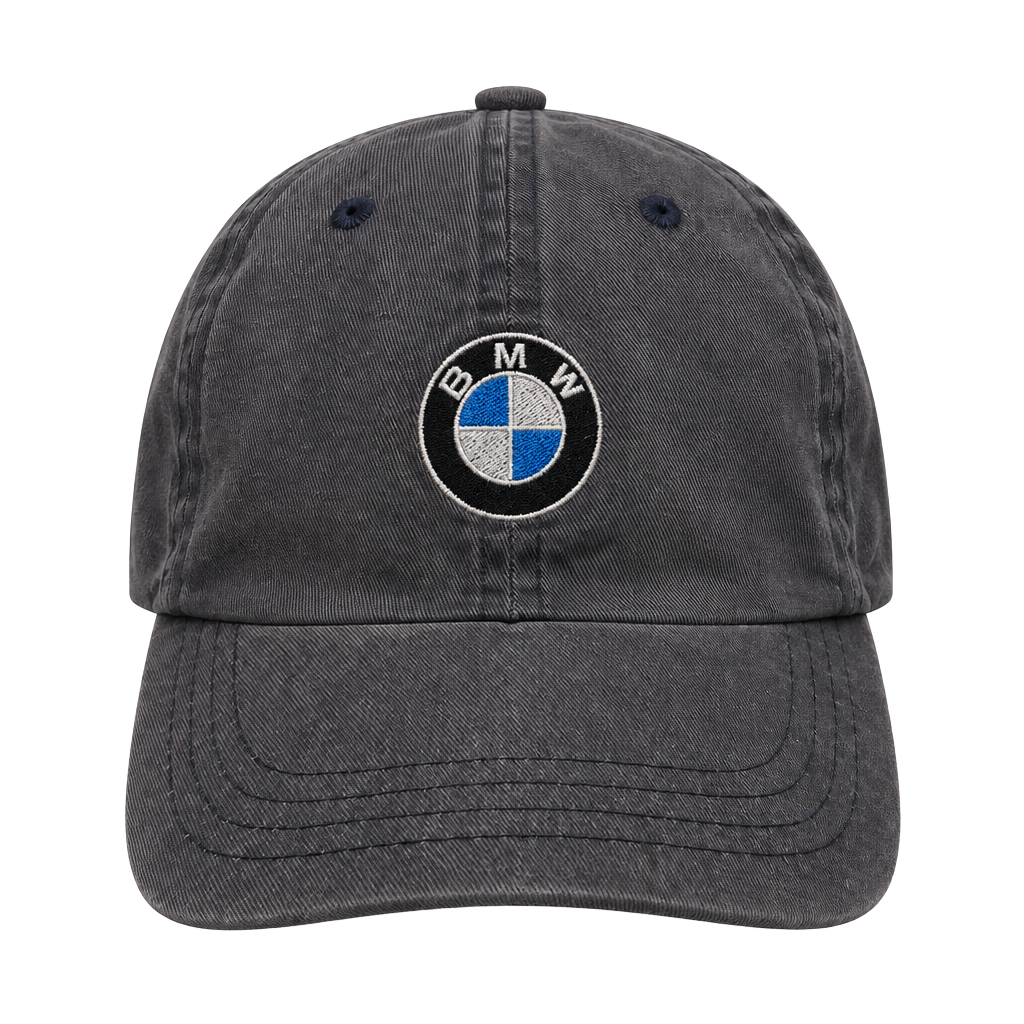 BMW Embroidered Logo Vintage Faded Cotton Dad Hat Blue Adjustable 1