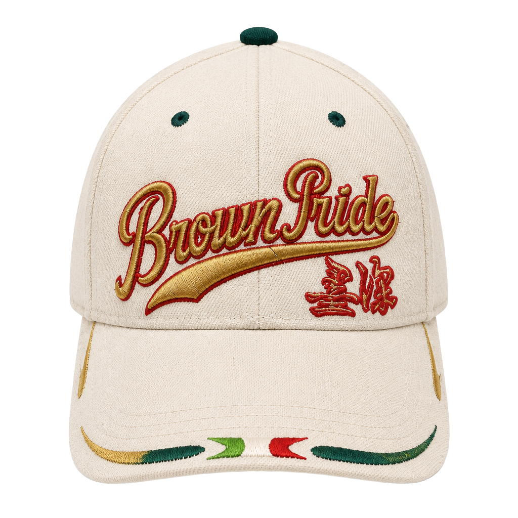 Dinos Brown Pride Embroidered White Dad Hat 1