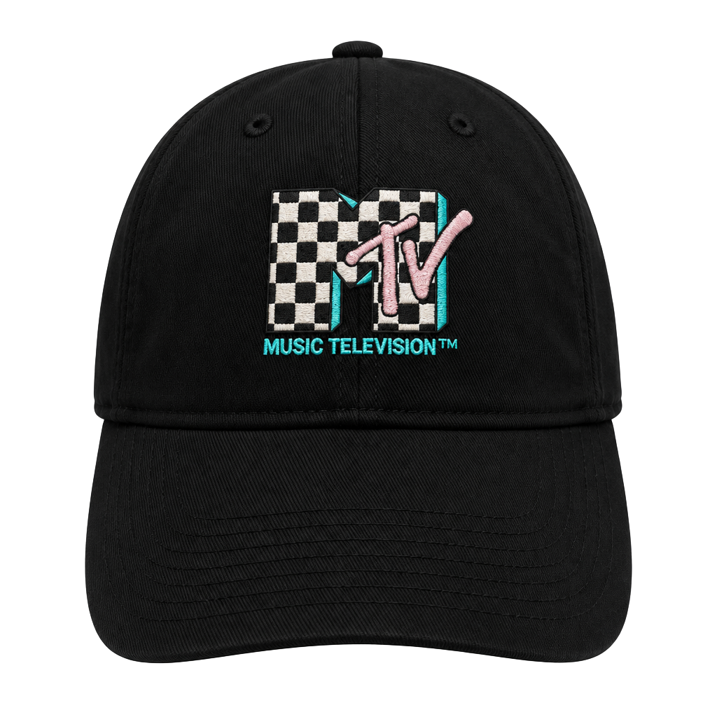 MTV Music Television Black Embroidered Dad Hat Cap 1