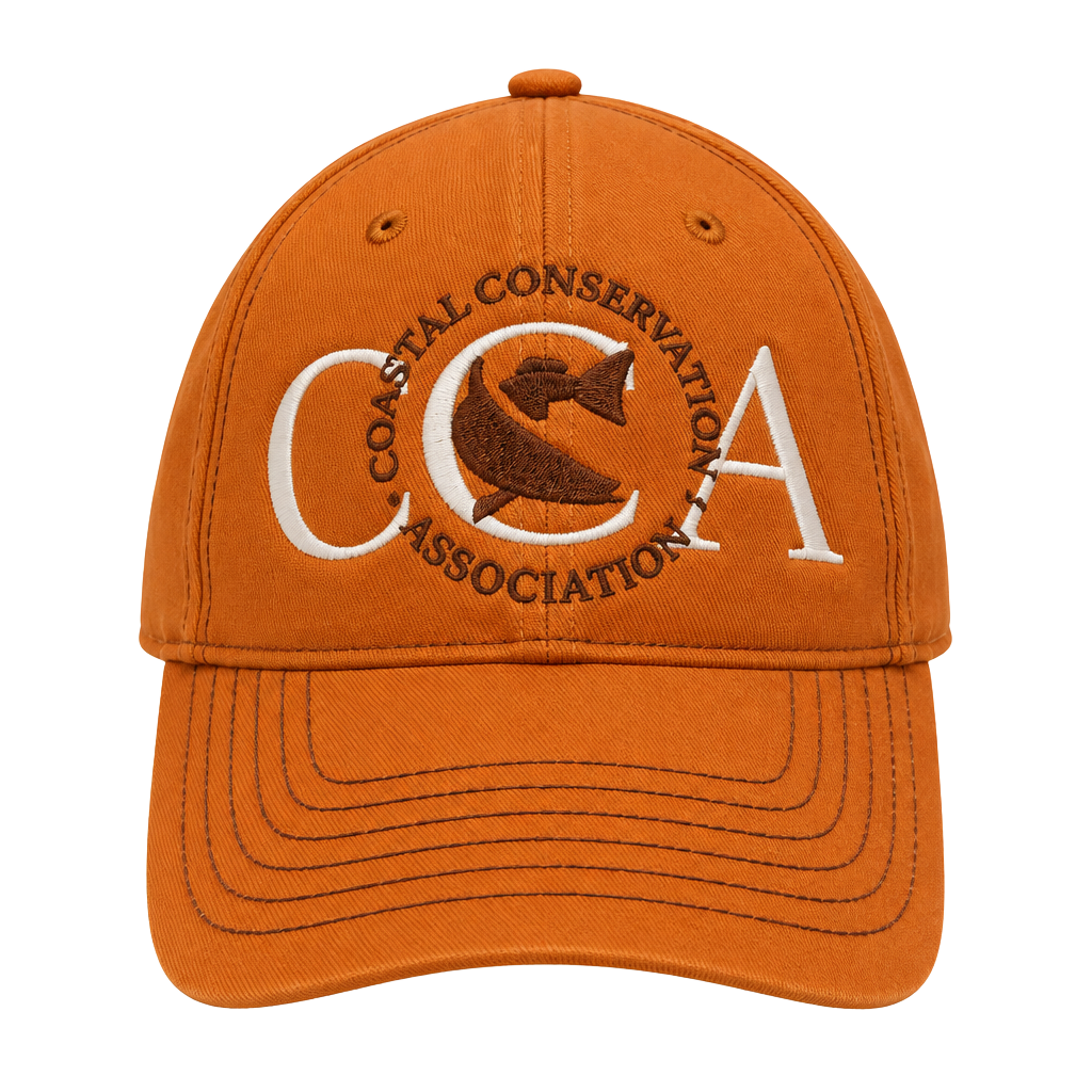 Coastal Conservation Association Hat Orange Embroidered Cotton 1
