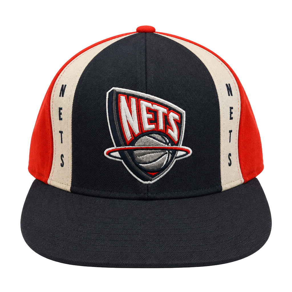 NBA New Jersey Nets Fitted Hat Cap Red Blue Grey 1