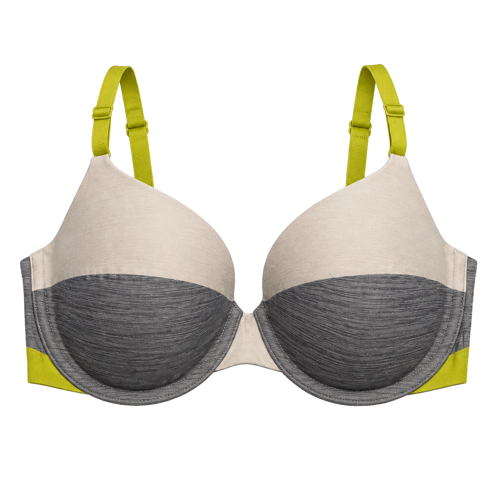 Victoria's Secret Uplift Semi Demi Bra Size 32DD Gray Yellow Underwire 1