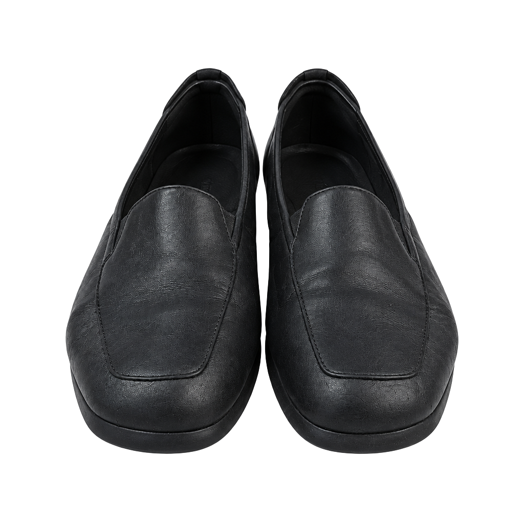 Villager Softwear Black Leather Slip On Loafers Flats Shoes 1