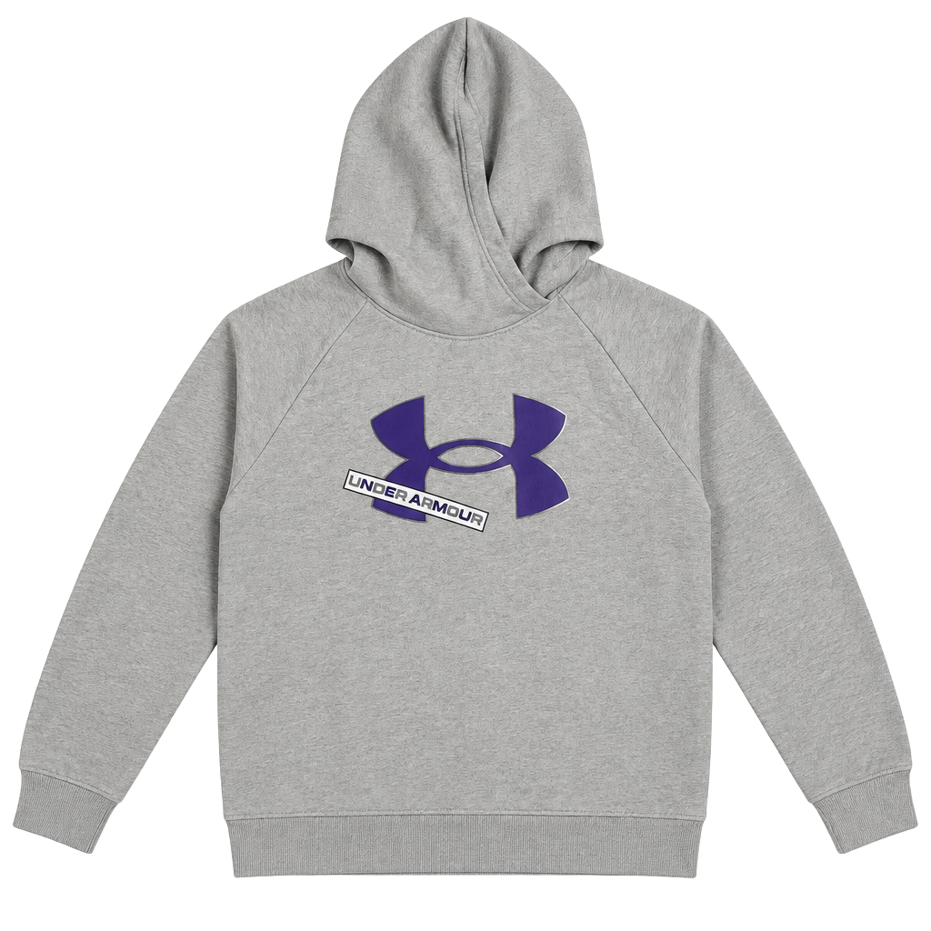 Under Armour Hoodie Size YLG Gray Purple Logo 1