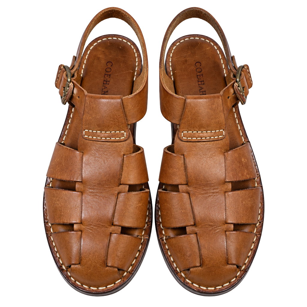 Cole Haan F2001 Fisherman Sandals Size 7B Brown Leather 1
