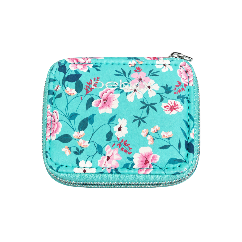 bebe Floral Travel Jewelry/Medicine Box Teal Blue Pink Roses 1
