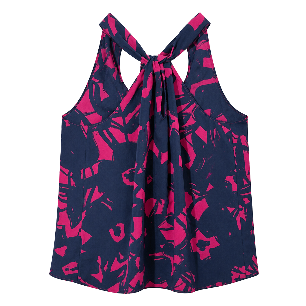 Banana Republic Halter Top Size PM Petite Blue Pink Abstract Graphic Print 1