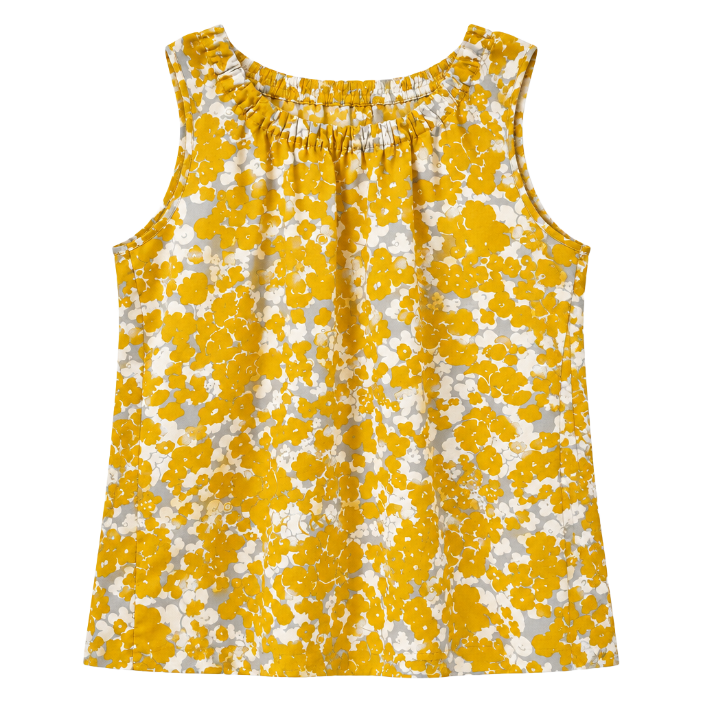 Banana Republic Floral Sleeveless Top Size S Yellow Gray Polyester 1
