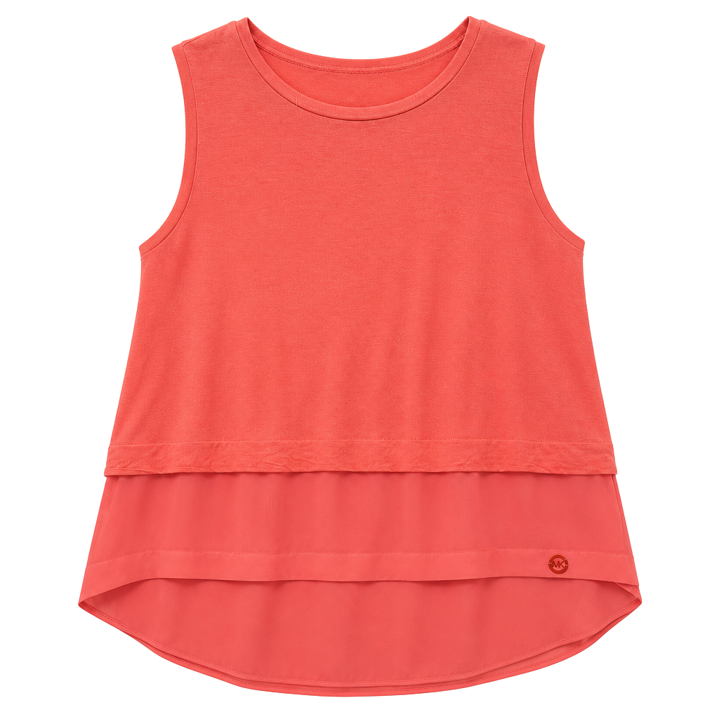 Michael Kors Sleeveless Layered Chiffon Tank Top Size S Coral 1