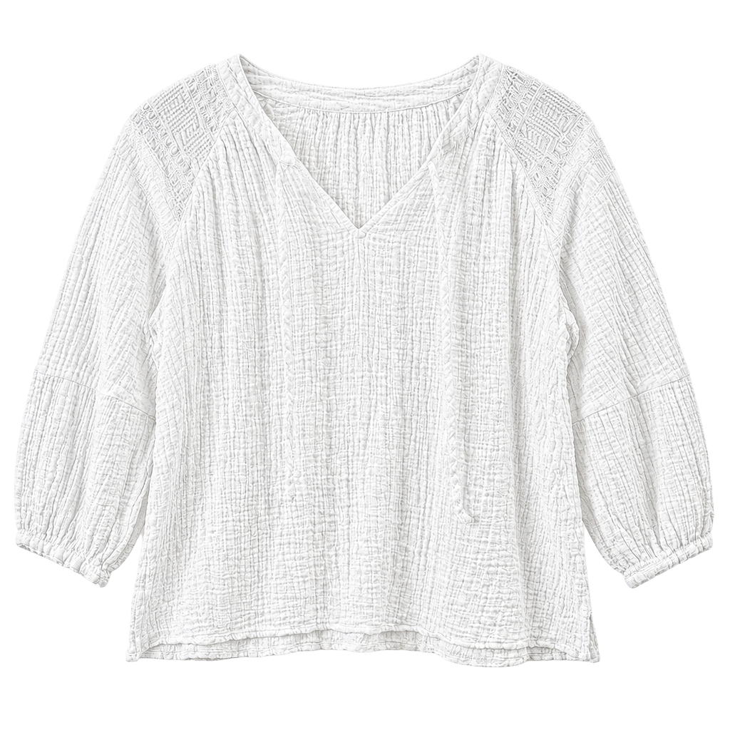 Wonderly Gauze Blouse Size S White Peasant Top Textured Cotton 1