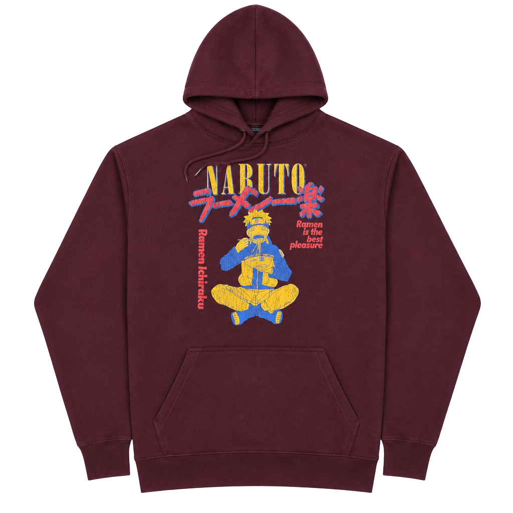 Naruto Shippuden Collection Burgundy Pullover Fleece Hoodie XL Graphic Pocket 1