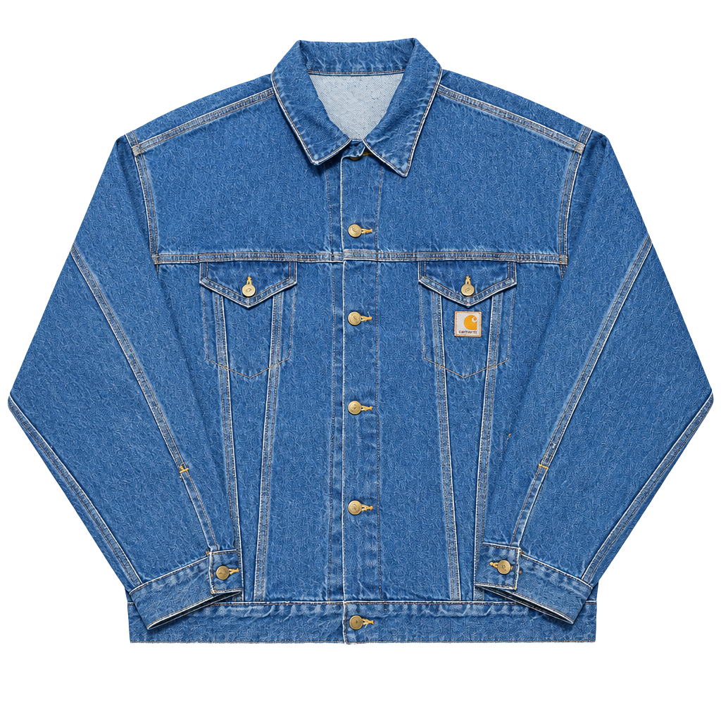 Carhartt J12 DST Blue Denim Jacket Button Front Point Collar Men's XLT Tall 1