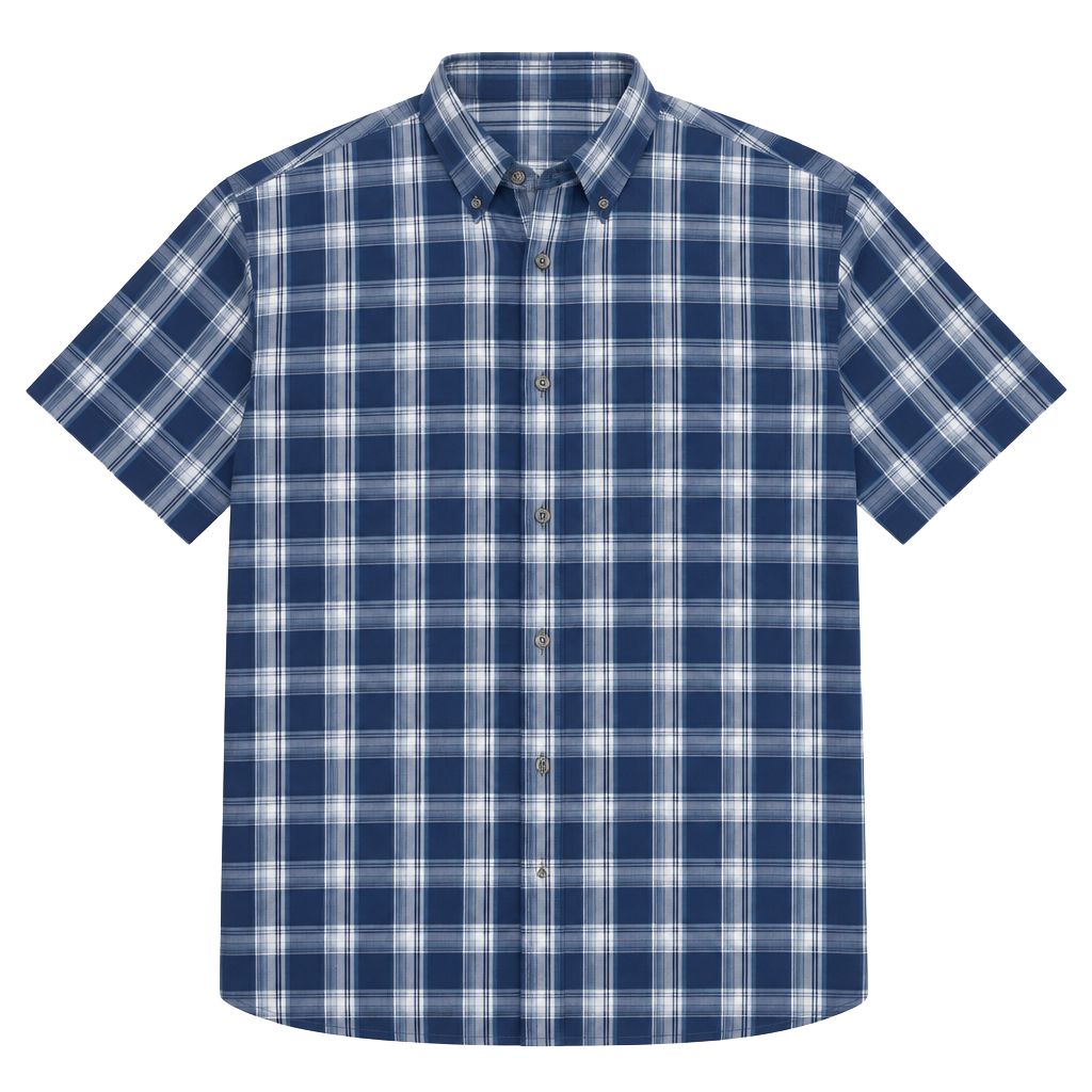HB Button Down Shirt Size 5XL Blue Plaid Short Sleeve 1