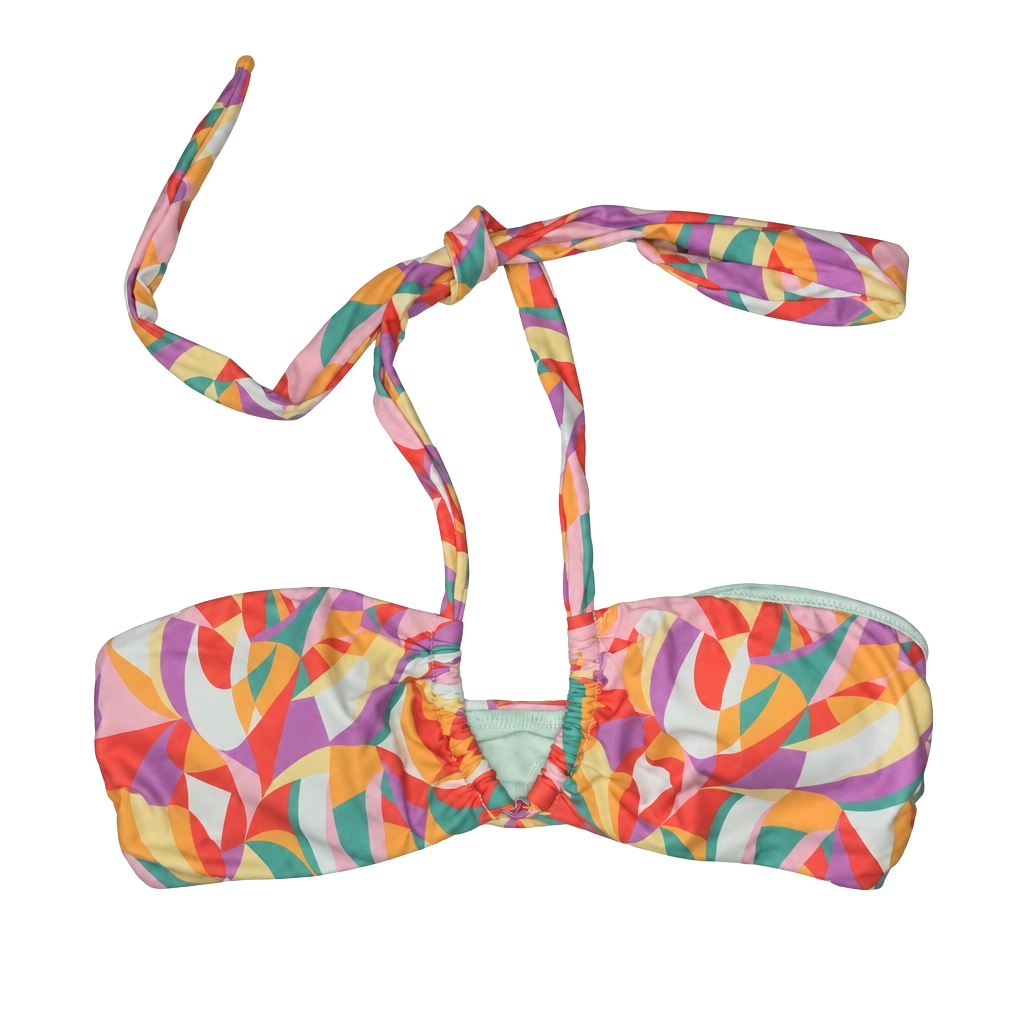 CUPSHE Halter Bikini Top Size L Multi Color Geometric NWT 1