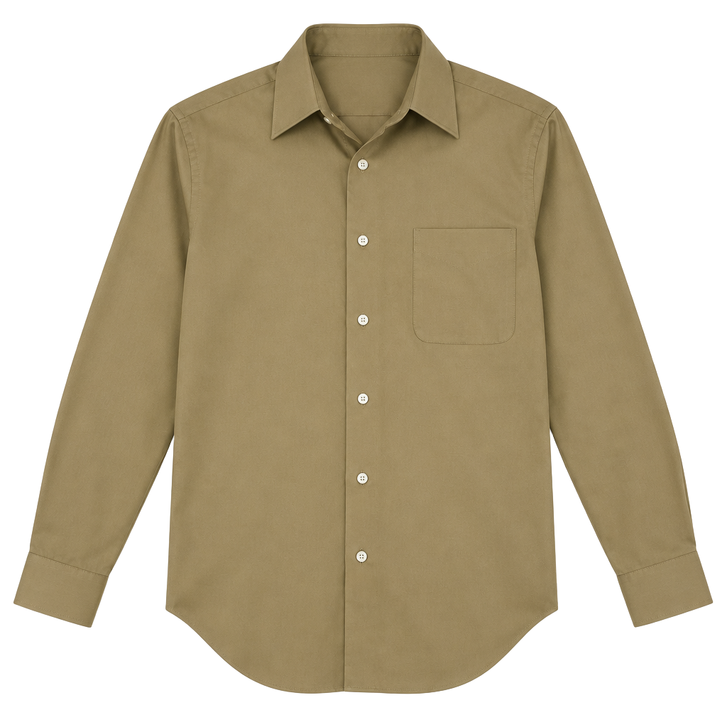 Geoffrey Beene Men Casual Dress Shirt, Size 17.5, Khaki , 70% Cotton %23 Poly 1
