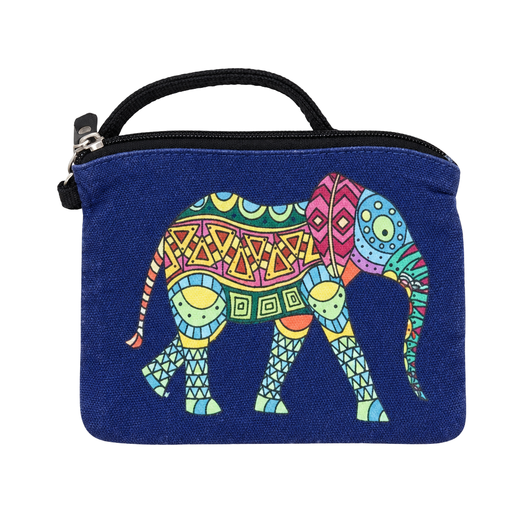 Elephant Print Canvas Zipper Pouch 1