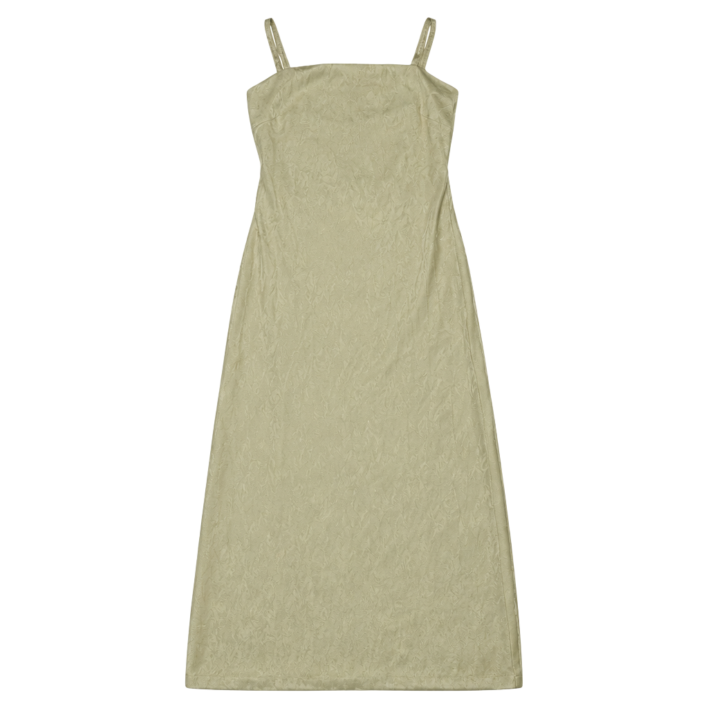 Satin Slip Dress Yellow Midi 1
