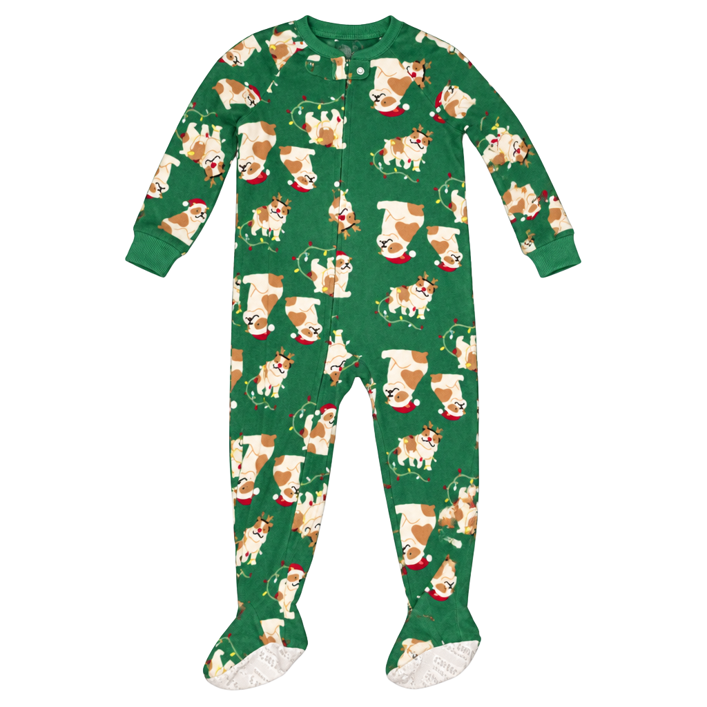 Carters Christmas Dog Footed Pajamas Size 3T Green 1