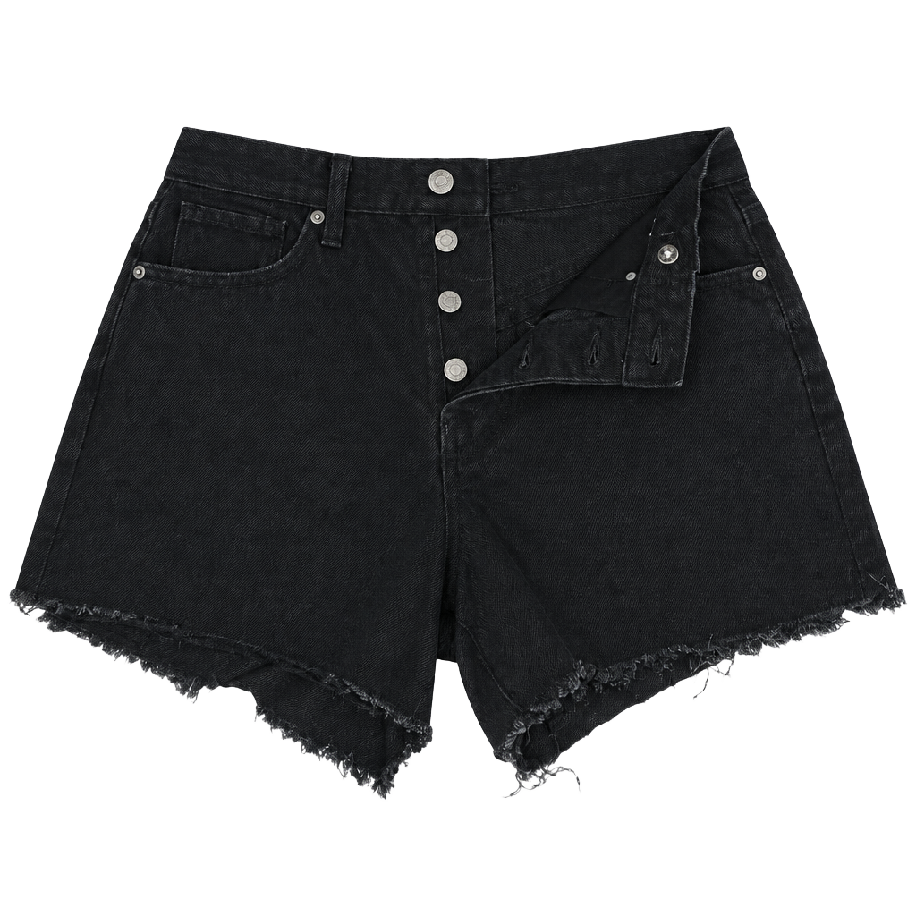 Old Navy Denim Shorts Girls Size 18 Black High-Rise Adjustable Waist Cutoffs 1