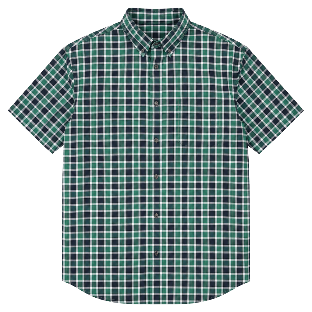 HB Button Down Shirt Size 4XL Green Plaid Short Sleeve 1
