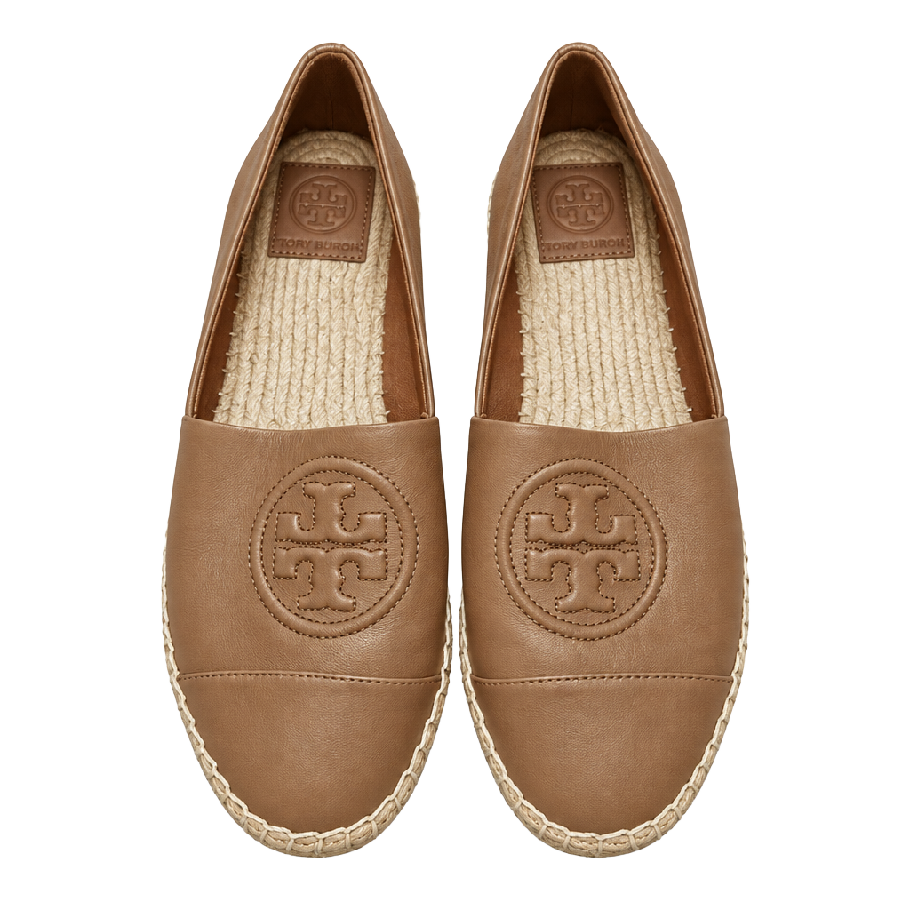 Tory Burch Ines Espadrille Tan Leather Slip On Flats 1