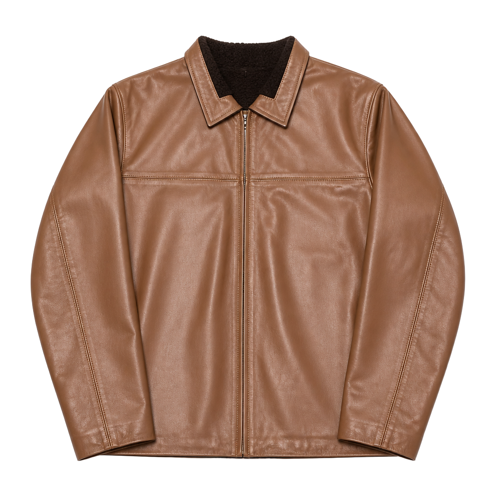 Creaciones Kassandra Men's Genuine Sheepskin Leather Jacket with Faux Fur Lining 1