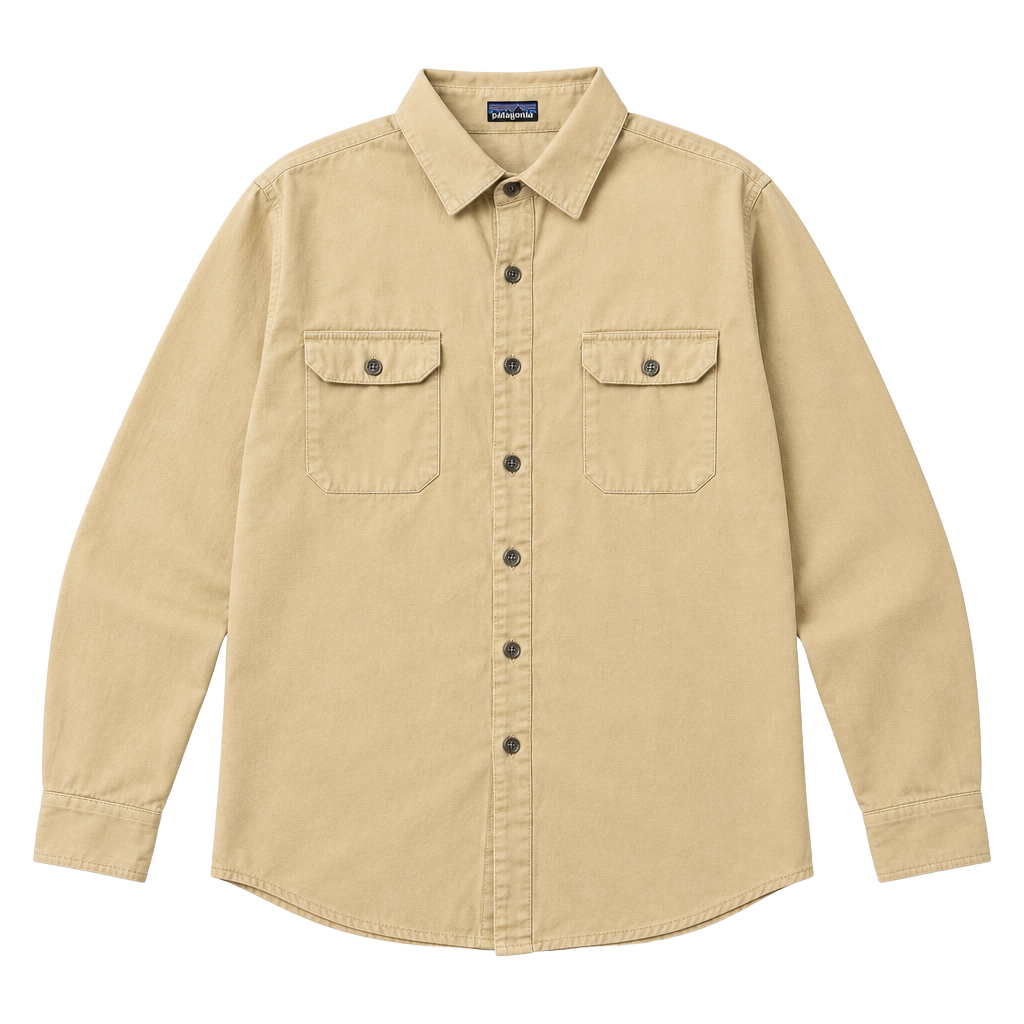 90โs Patagonia Long Sleeve Button Down Shirt Size L Yellow 100% Cotton 1